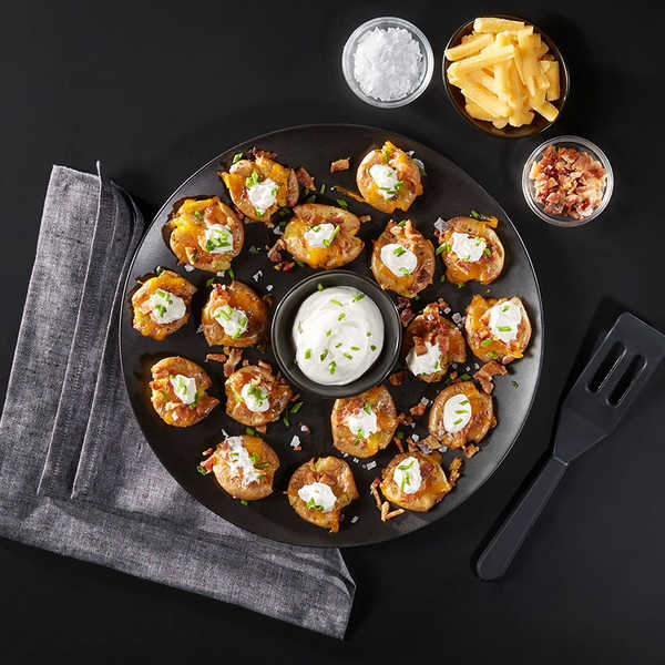 Cheesy Bacon Smashed Potatoes - 1